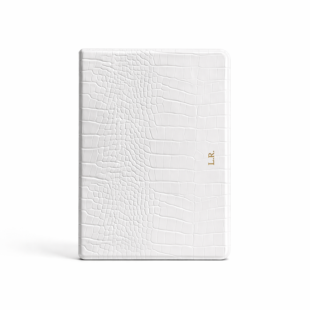 Crème Personalized Crocodile Leather iPad Case and Stand VEV46855
