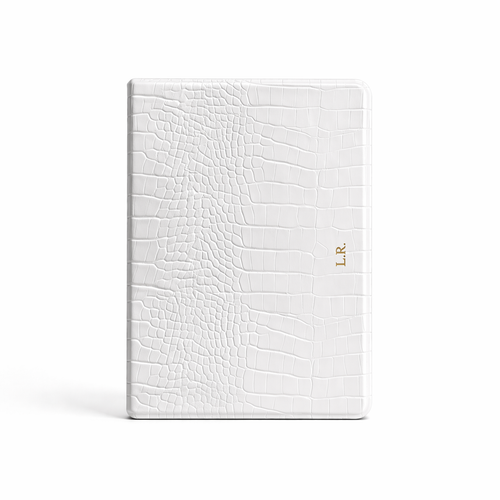Crème Personalized Crocodile Leather iPad Case and Stand VEV46855