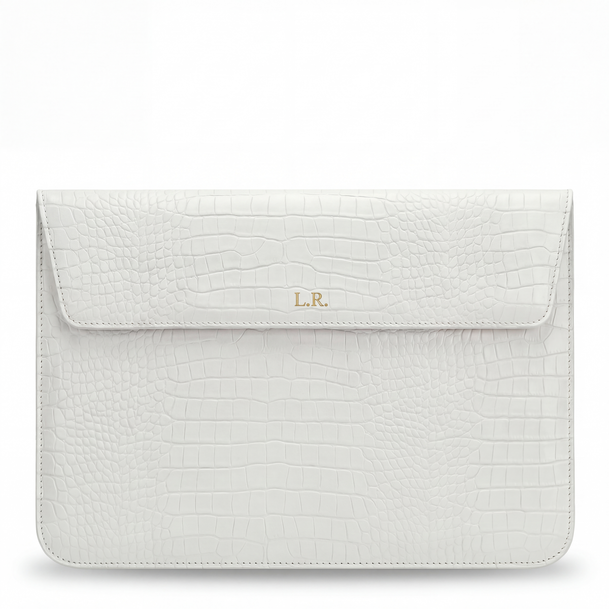 Crème Personalized Crocodile Leather Laptop Sleeve and Stand #RSA12914