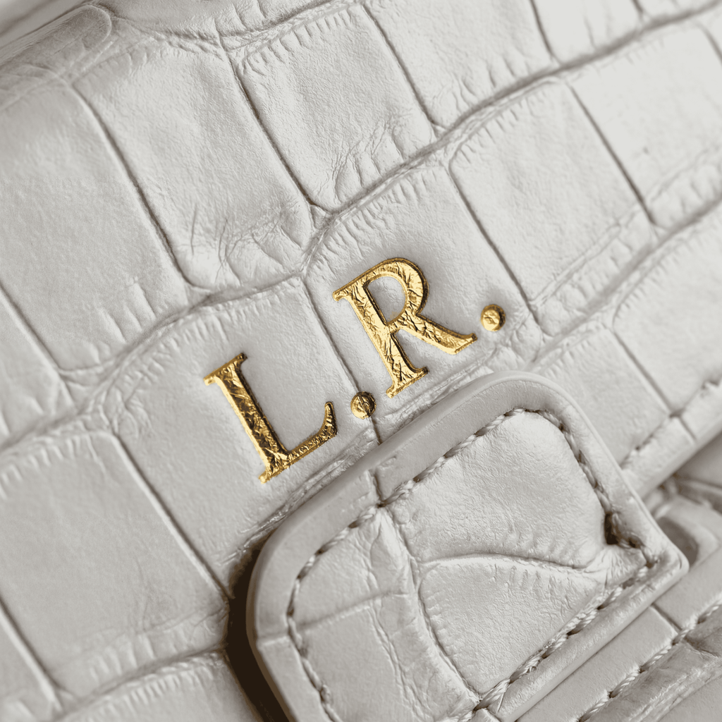 Crème Personalized Crocodile Leather Laptop Sleeve and Stand #RSA12914