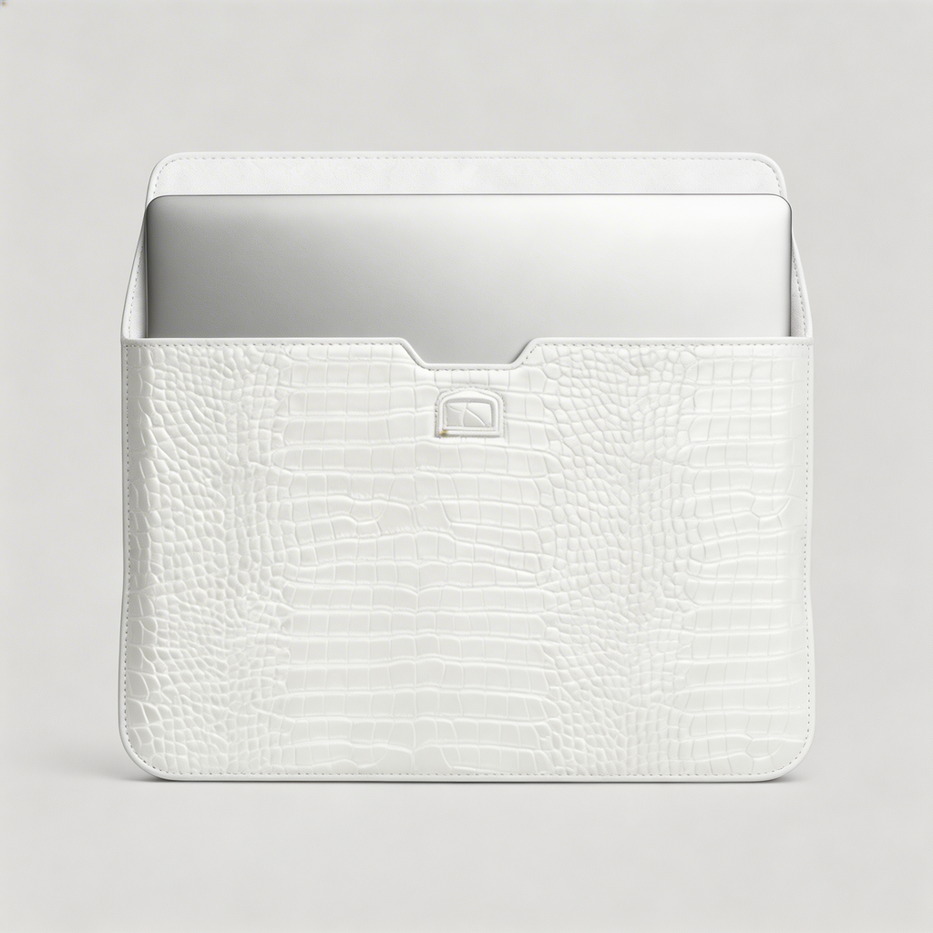 Crème Personalized Crocodile Leather Laptop Sleeve and Stand #RSA12914