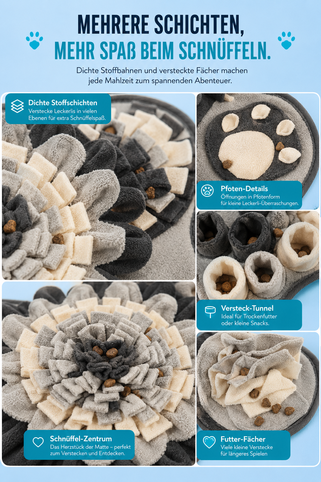 Ruhepfote Schnüffelmatte für Hunde – Spiel, Beschäftigung & Nasenarbeit