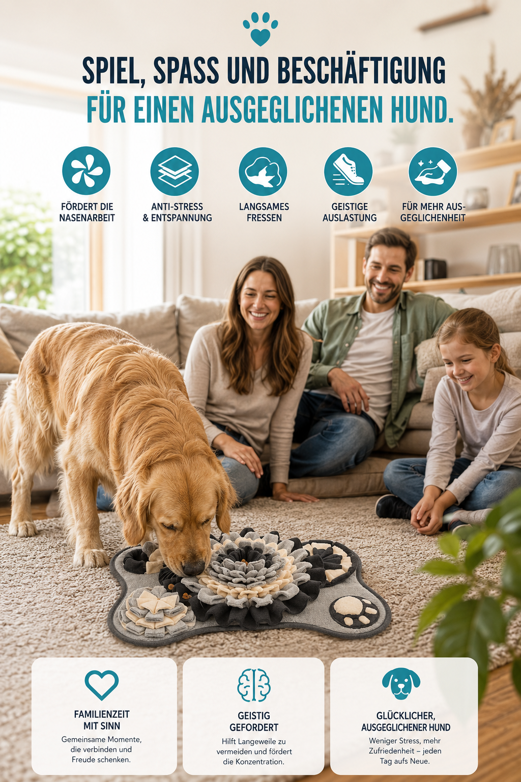 Ruhepfote Schnüffelmatte für Hunde – Spiel, Beschäftigung & Nasenarbeit