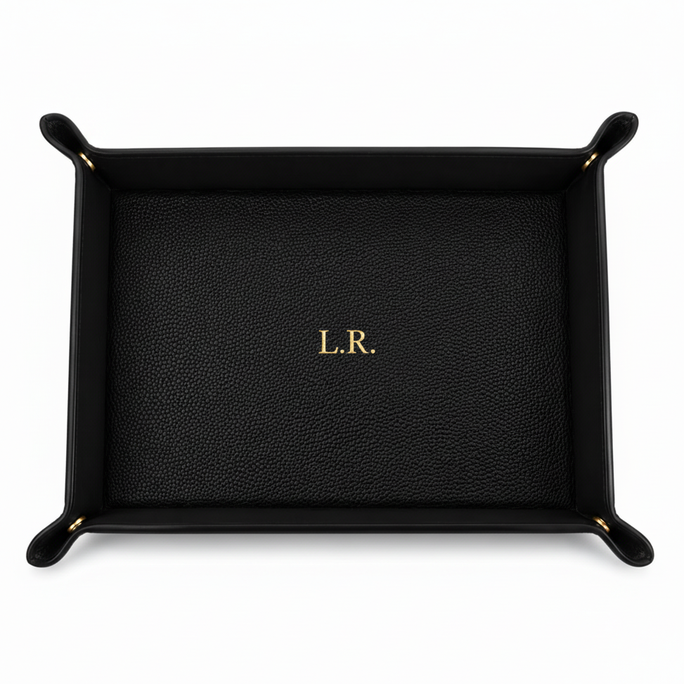 Obsidian Personalized Pebble Texture Leather Organizer #VEV47532