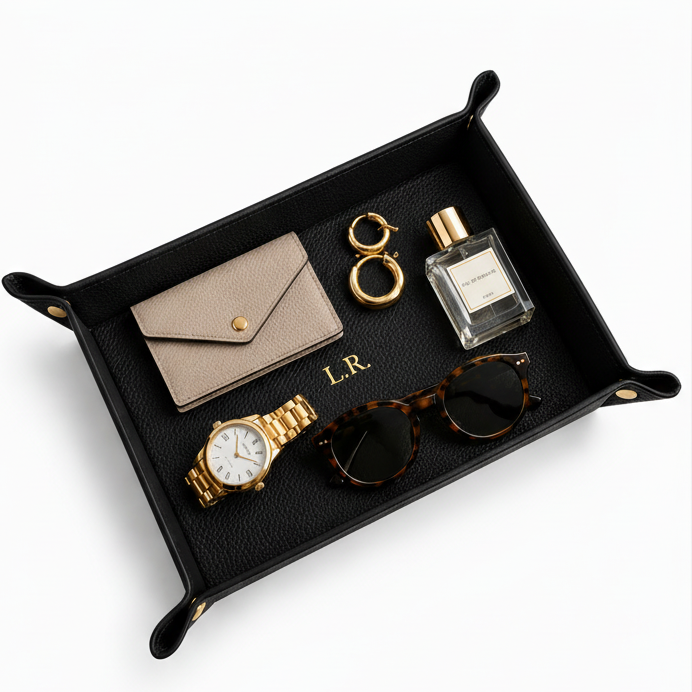 Obsidian Personalized Pebble Texture Leather Organizer #VEV47532