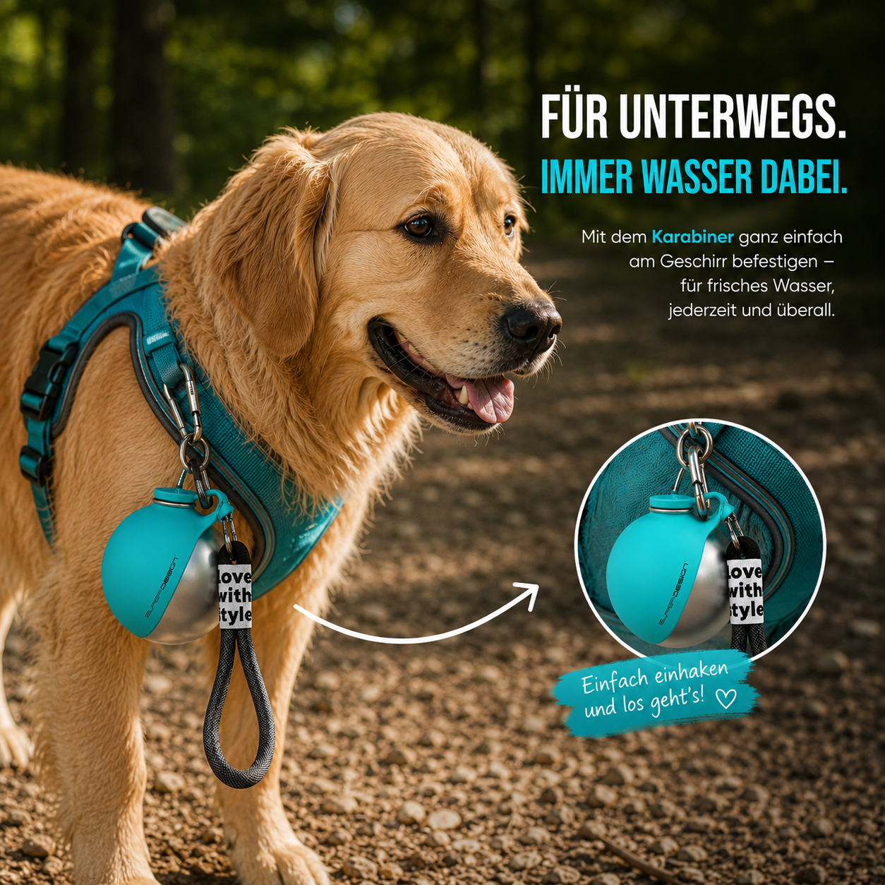 Ruhepfote 2-in-1 Hundewasserflasche – Frisches Wasser für unterwegs