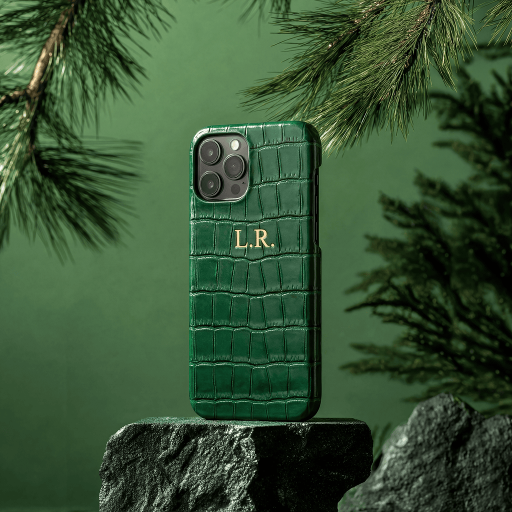 Pine Personalized Crocodile Leather iPhone Case