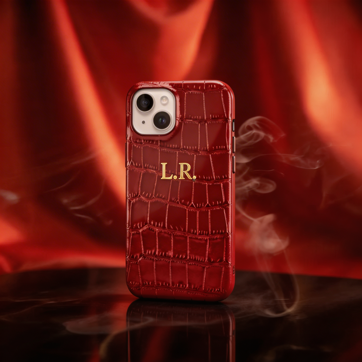 Crimson Personalized Crocodile Leather iPhone Case VEV46279