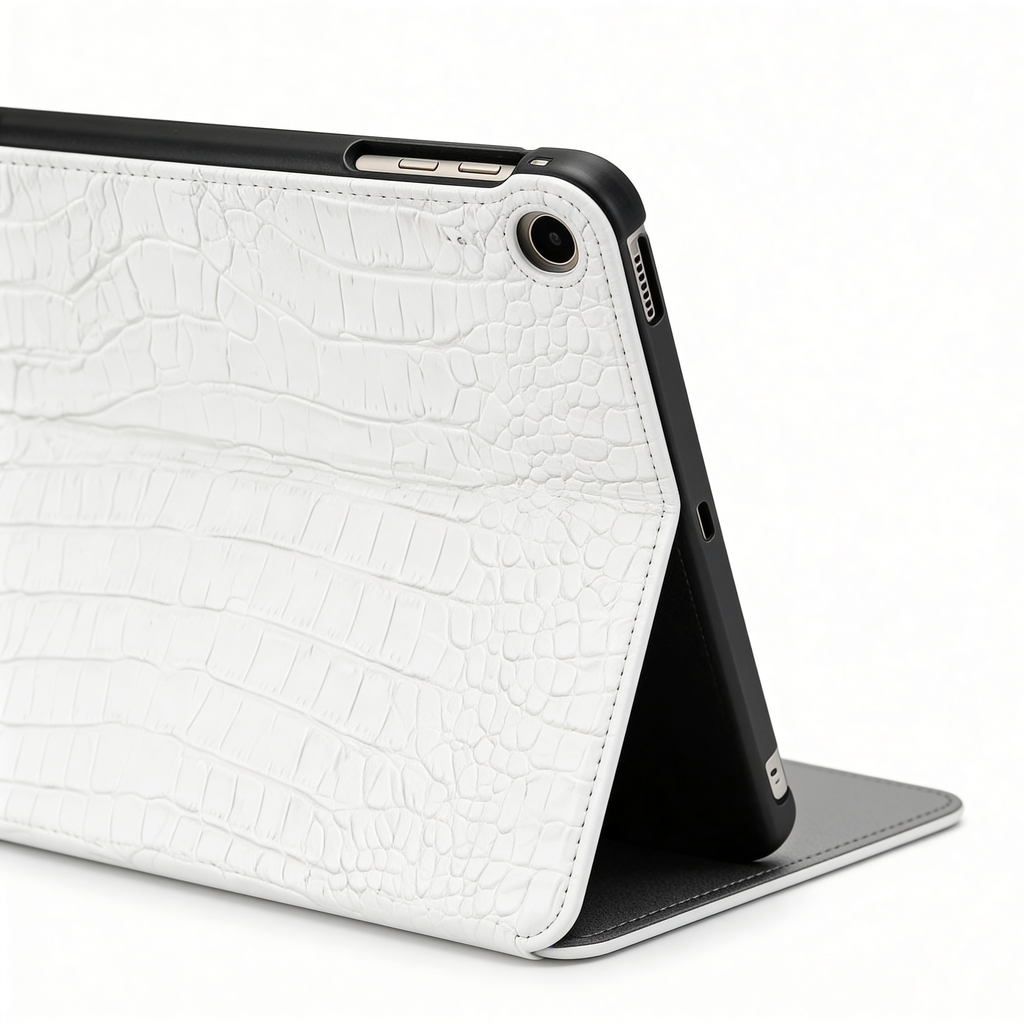 Crème Personalized Crocodile Leather iPad Case and Stand VEV46855