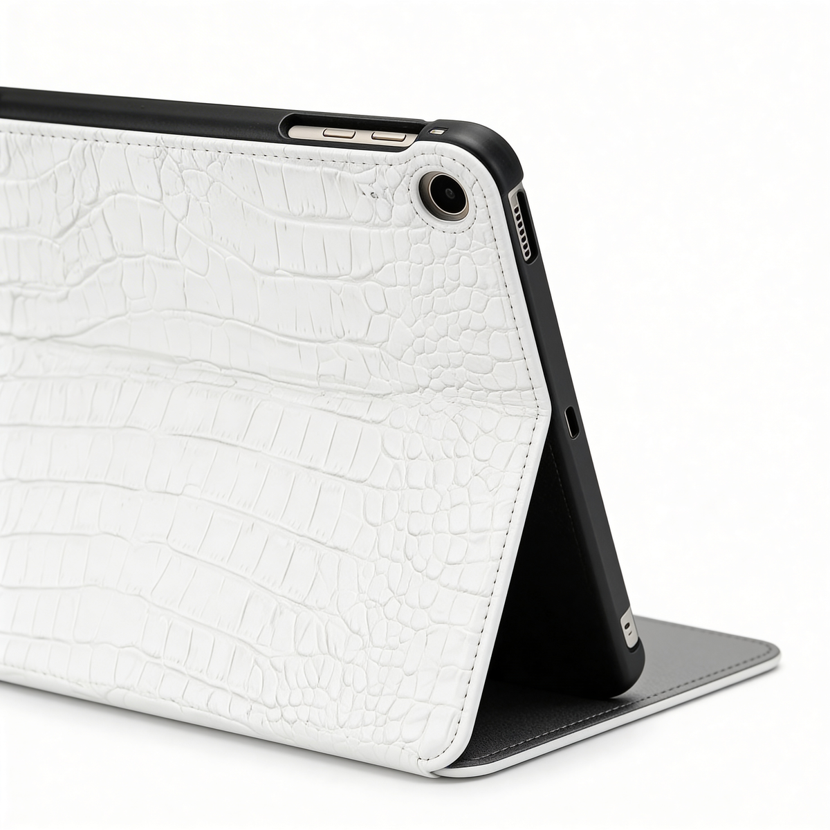 Crème Personalized Crocodile Leather iPad Case and Stand VEV46855