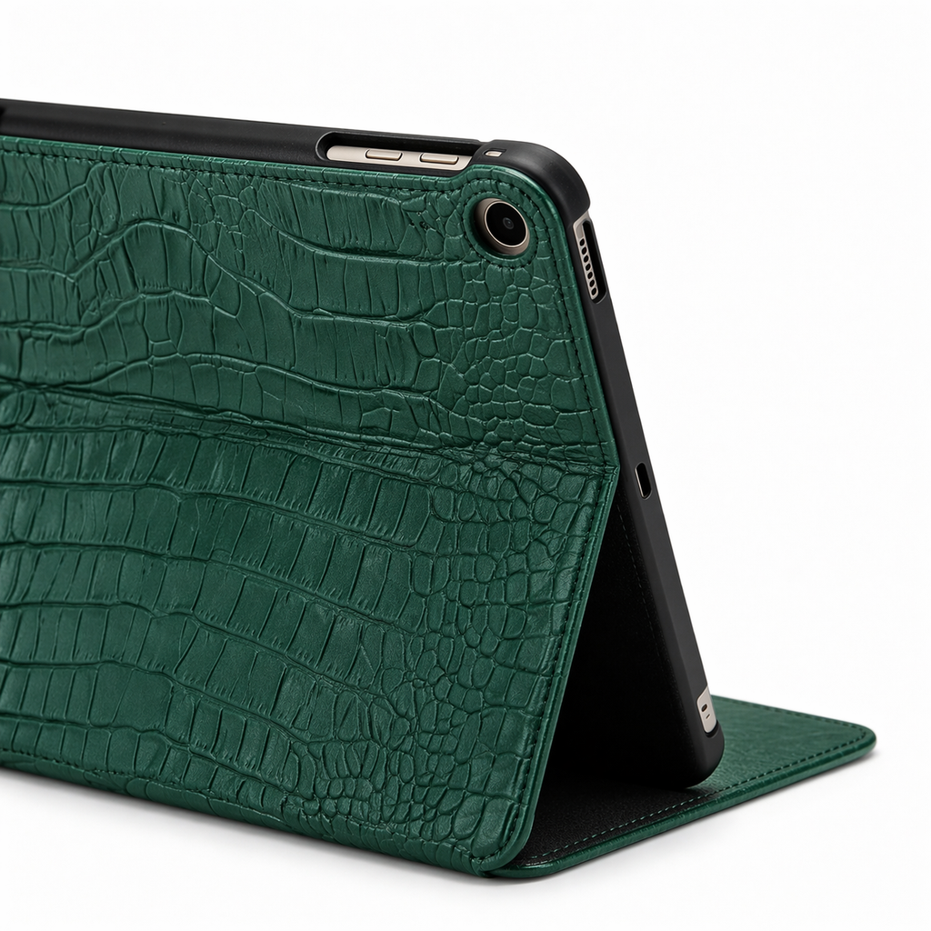 Pine Personalized Crocodile Leather iPad Case and Stand #VEV46160