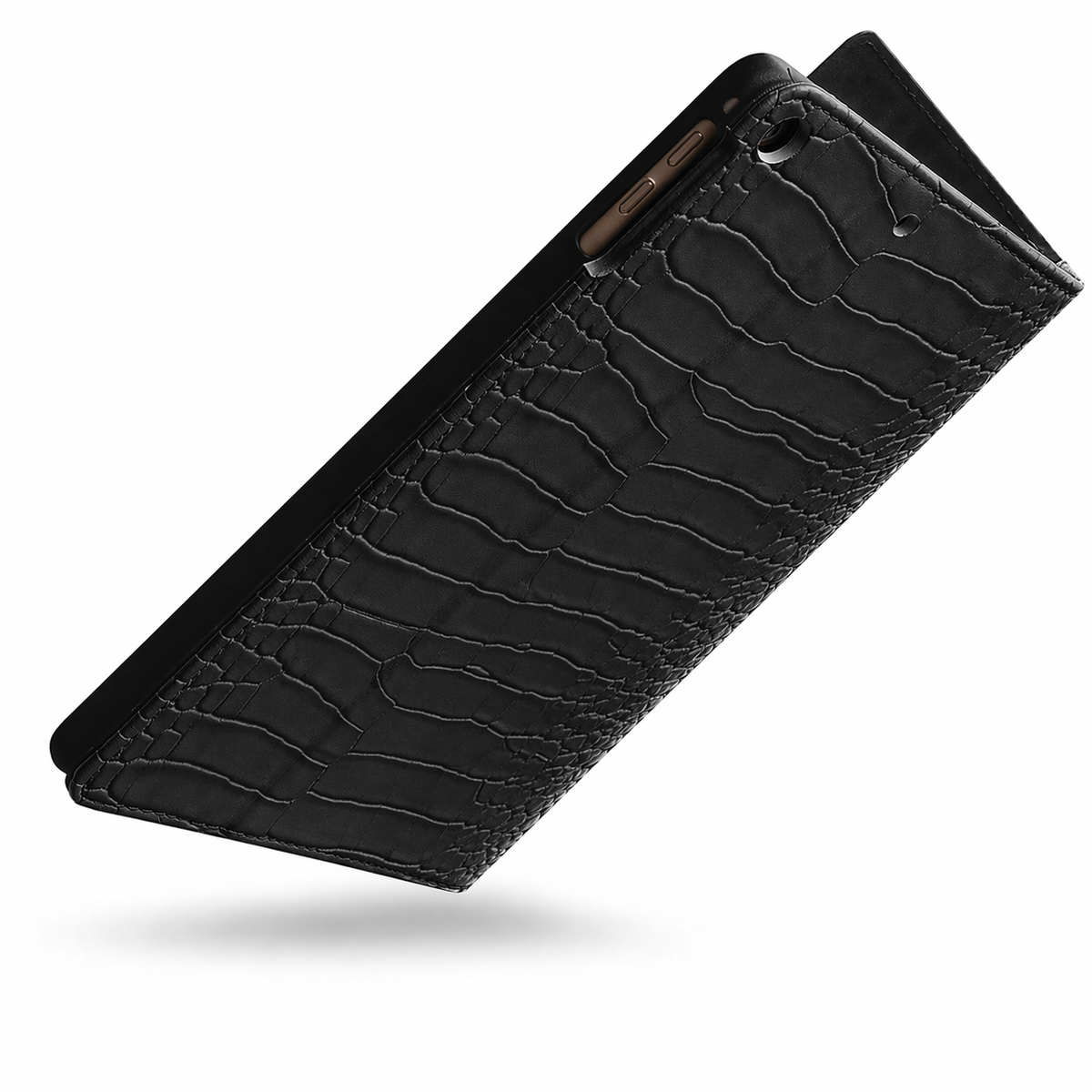 Obsidian Personalized Crocodile Leather iPad Case and Stand