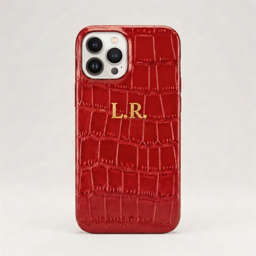 Crimson Personalized Crocodile Leather iPhone Case VEV46279