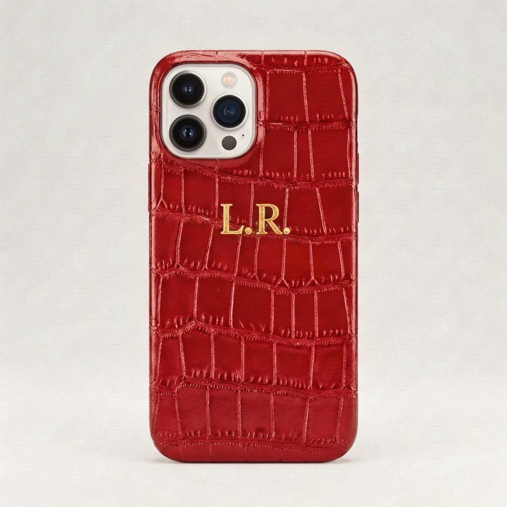 Crimson Personalized Crocodile Leather iPhone Case VEV46279