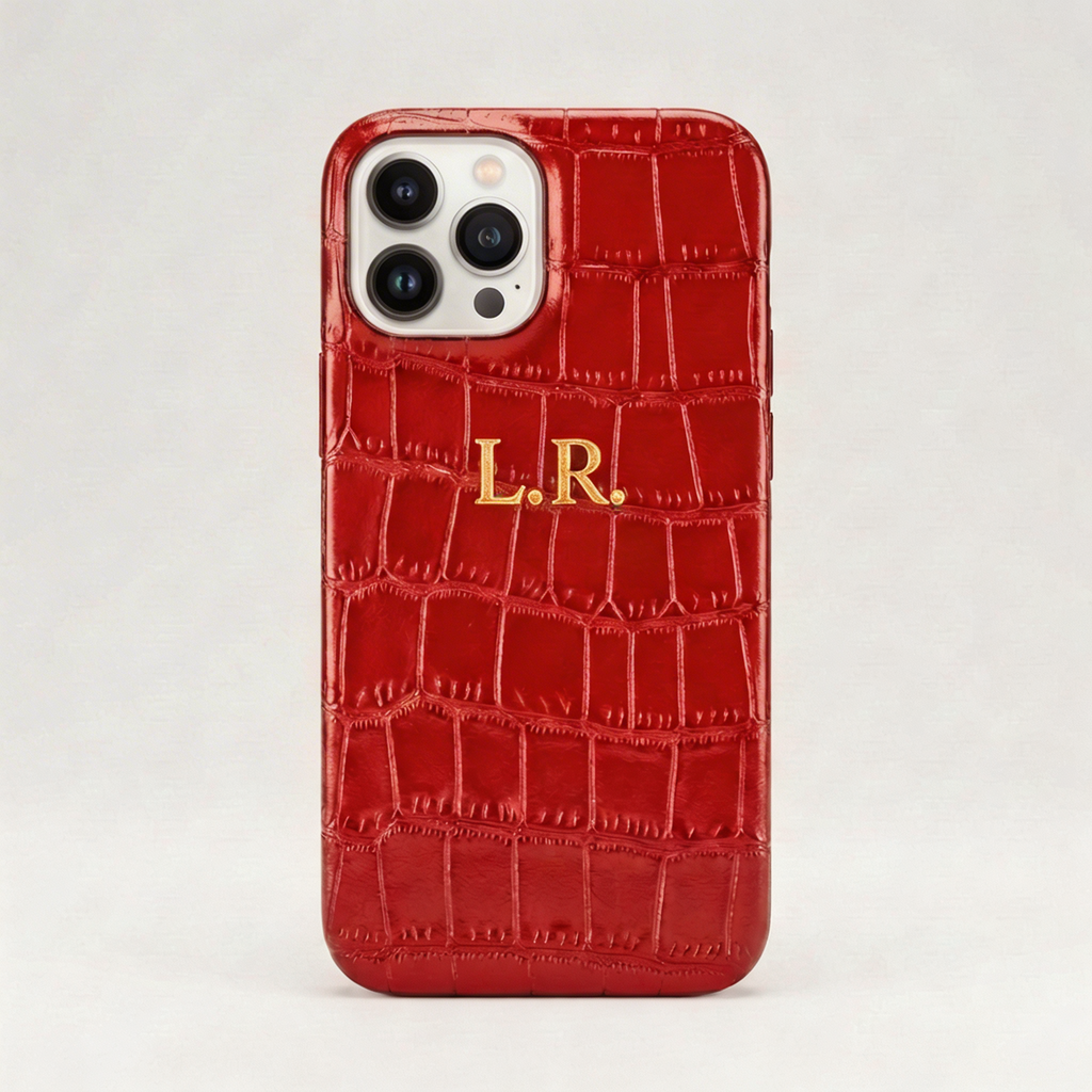 Crimson Personalized Crocodile Leather iPhone Case VEV46279