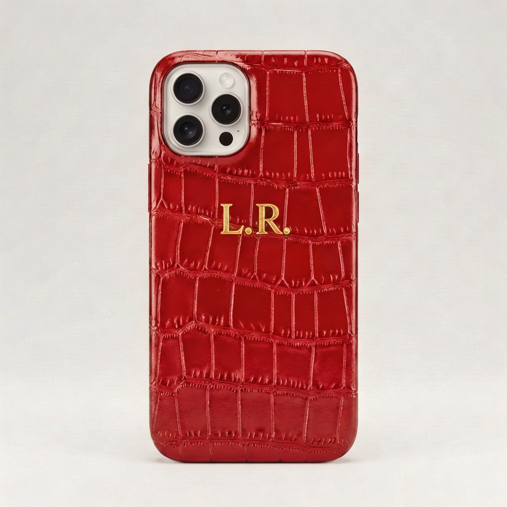 Crimson Personalized Crocodile Leather iPhone Case VEV46279