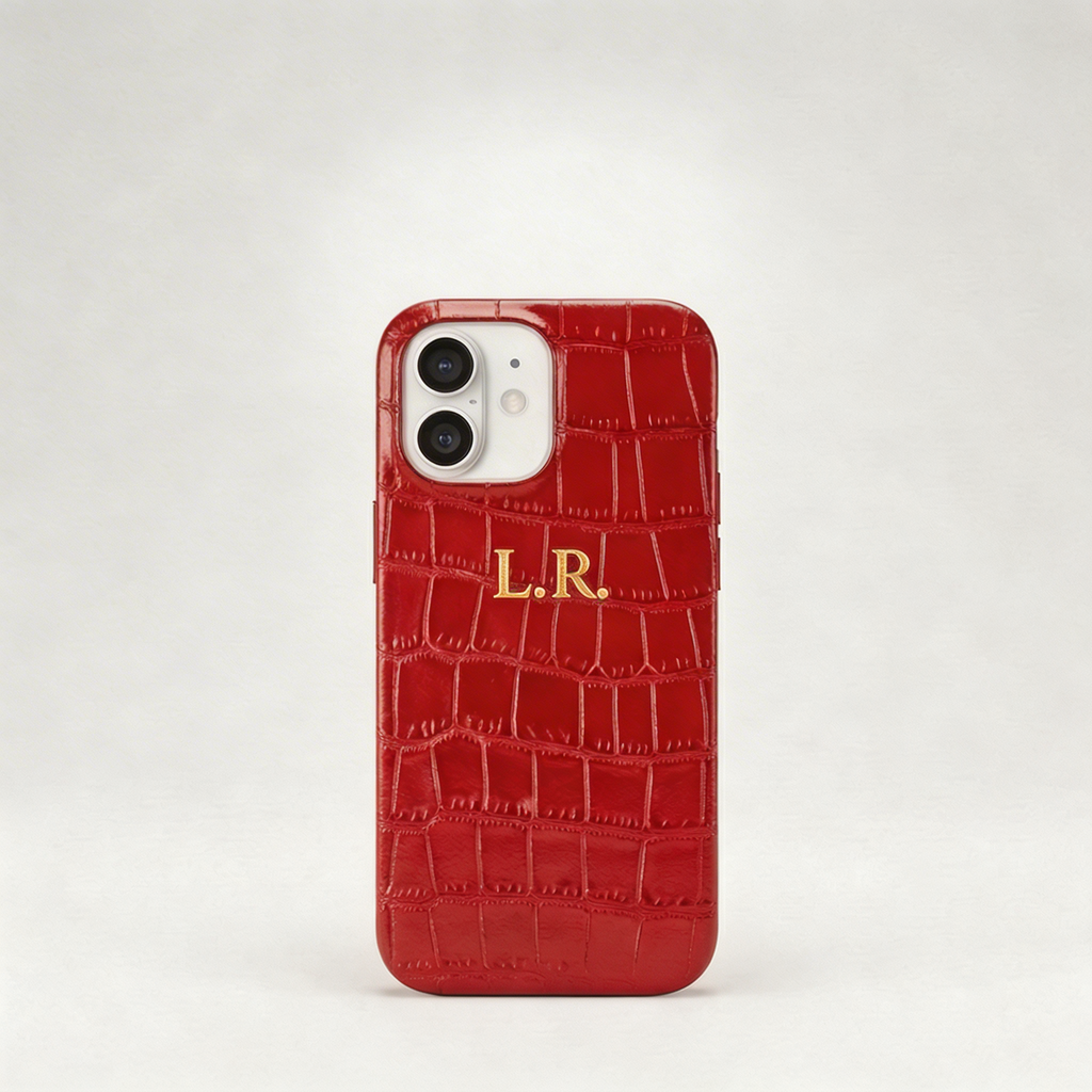 Crimson Personalized Crocodile Leather iPhone Case VEV46279