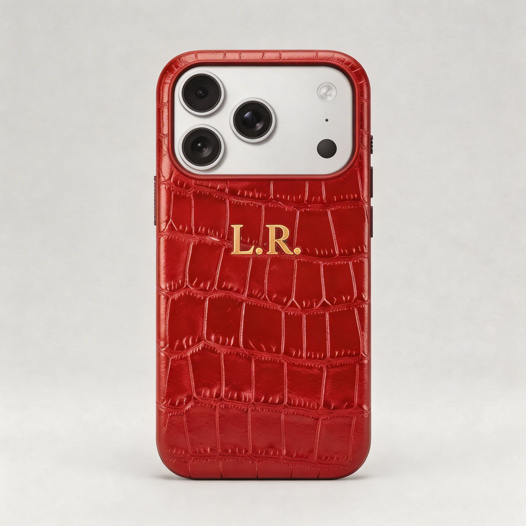 Crimson Personalized Crocodile Leather iPhone Case VEV46279