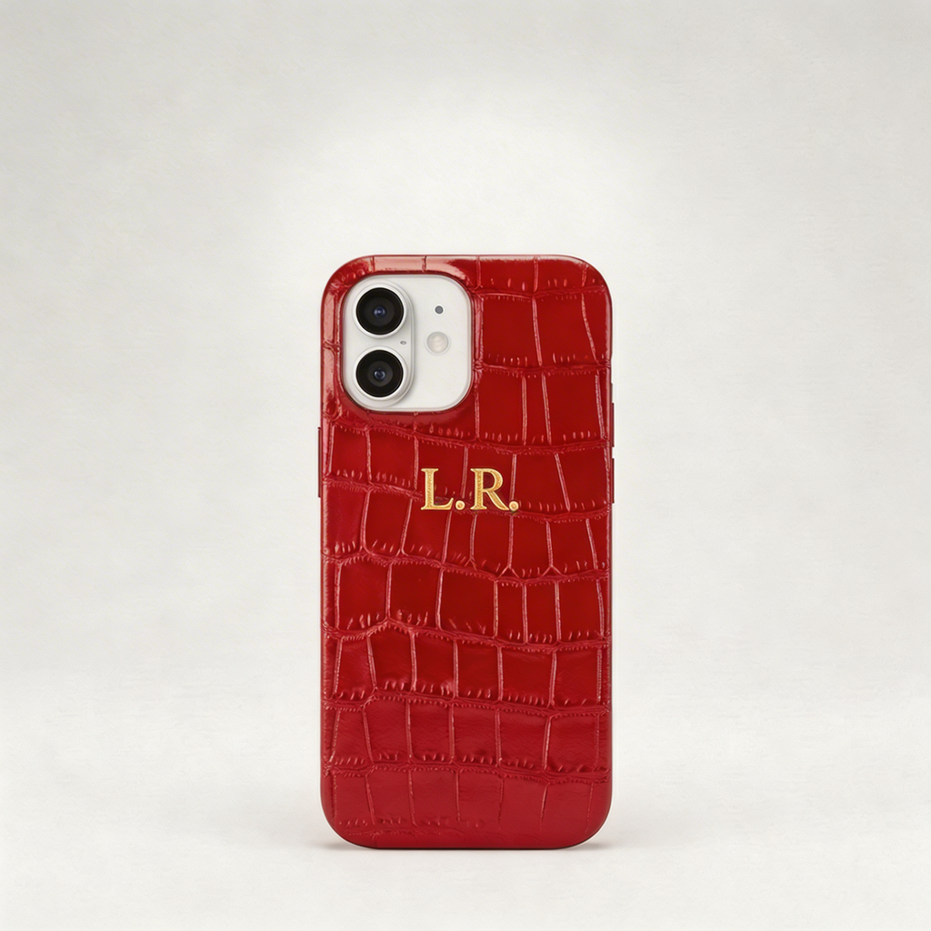 Crimson Personalized Crocodile Leather iPhone Case VEV46279